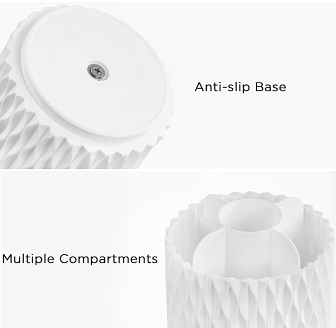 HBlife Makeup Brush Holder 360 Rotating Makeup Brush Organizer with Cover Cosmetic Organizer Dustproof Makeup Brushes Container Spinning Brush Holder for Vanity and Bathroom, Ripple