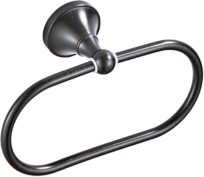 Antique Brass Oval Towel Ring 8.26'' /21cm Bathroom Towel Hanger Cabinet Towel Holder for Bathroom Kitchen Accessories Wall Mounted (Black)