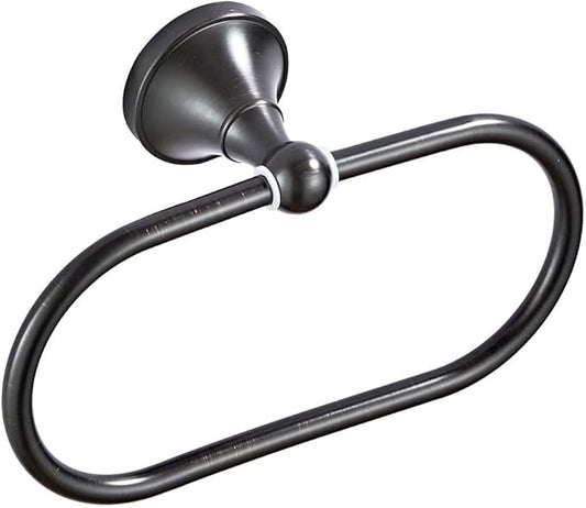 Antique Brass Oval Towel Ring 8.26'' /21cm Bathroom Towel Hanger Cabinet Towel Holder for Bathroom Kitchen Accessories Wall Mounted (Black)