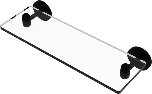 Allied Brass TA-1/16-BKM Tango Collection 16 Inch Glass Vanity Beveled Edges Shelf, Matte Black