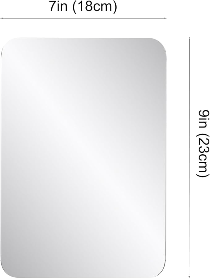 2 Pcs Strong Magnetic Locker Mirror, 7" x 9" Small Real Glass Mirror with Super Clear Reflection and Fully Magnetic Back for School Locker Refrigerator Office Cabinet