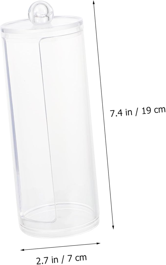Cylindrical Plastic Hair Ring Organizer Lid 1-piece Makeup Storage Box for Hair Ties and Cotton Pads for Vanity and Bathroom Use