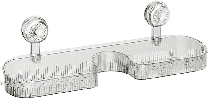 Suction Bathroom Shelf with Drain Holes Space Efficient Storage for Toiletries Cosmetics Laundry Room Supplies Multipurpose Suction Shelf