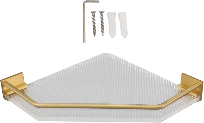 Wall Mounted Corner Shelf, Strong Load Bearing Capacity Triangular Acrylic Corner Floating Shelf for Bathroom (Without Hook)