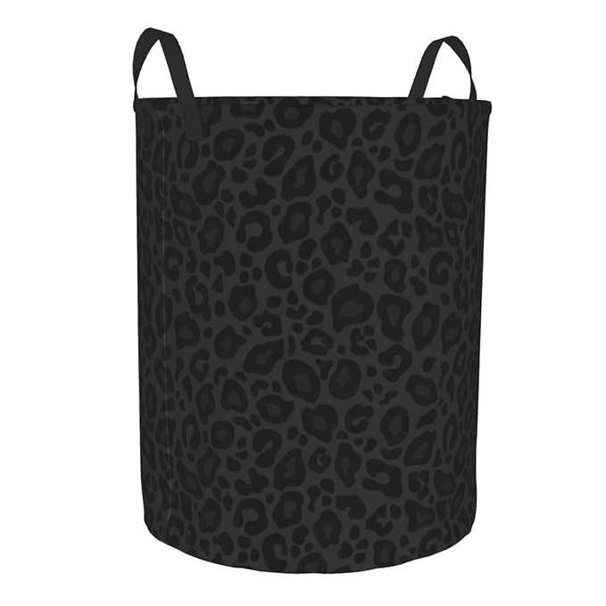 Animal Leopard Print Round Laundry Hamper Storage Basket Toys Clothes Organizer Bin For Home Bathroom Bedroom Dorm Nursery, 38l