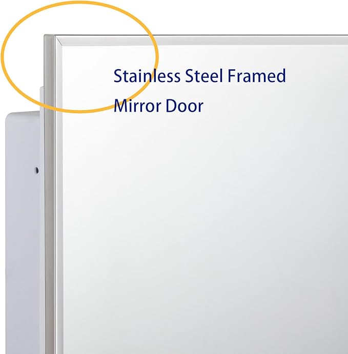 IDYLLOR Plastic Medicine Mirror Cabinet for Bathroom, Surface and Recessed Mount