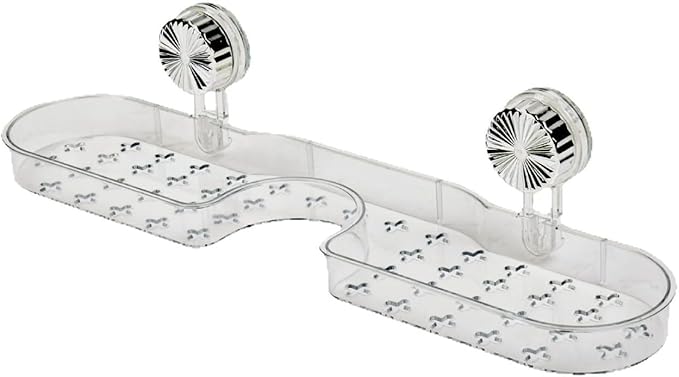Suction Organizer Rack Above Sink, Suctions Organizer Rack Bathroom Sink, No Drill Kitchen Wall Mounted Shelf for Dishcloth, Soap Storage with Drainage (Clear)
