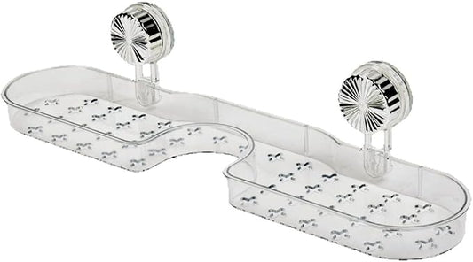Suction Organizer Rack Above Sink, Suctions Organizer Rack Bathroom Sink, No Drill Kitchen Wall Mounted Shelf for Dishcloth, Soap Storage with Drainage (Clear)