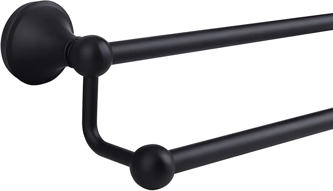 Antique 24 Inch Bathroom Double Towel Bar Matte Black,Towel Racks for Bathroom Wall Mounted,Bathroom Towel Holder Black,Two Towel Rod Hanger for Hotel