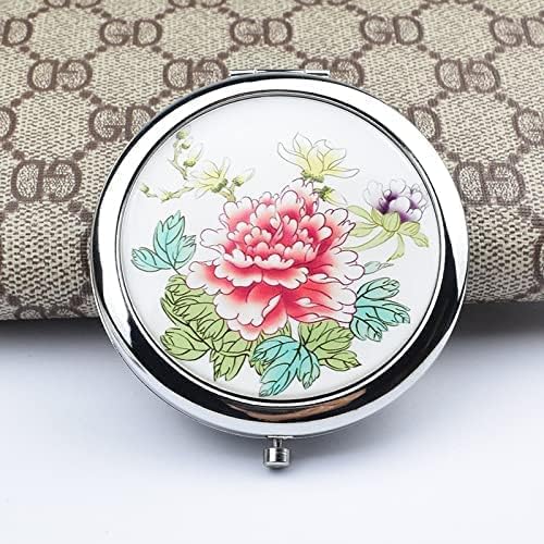 Magnifying Compact Mirror for Purse - 1x/2x Magnification Travel Makeup Mirrors,Small Flower Pocket Mirrors,Handheld 2-Sided Portable Cosmetic Mirror,Compact Mirror for Gift