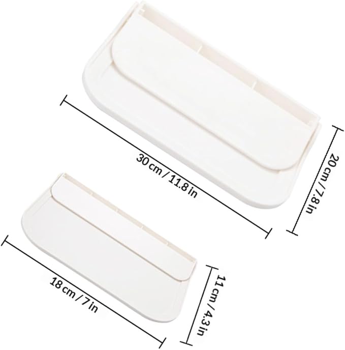 2pcs Foldable Wall-Mounted Bathroom Shelves with Soap Holder, Small and Large Floating Storage Racks for Towels and Toiletries Organization