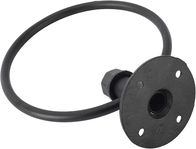 HighFree Industrial Towel Ring, Farmhouse Pipe Hand Towel Holder, Matte Black Wall Mounted Bathroom Hardware, Rustic Towel Ring for Bathroom (2)