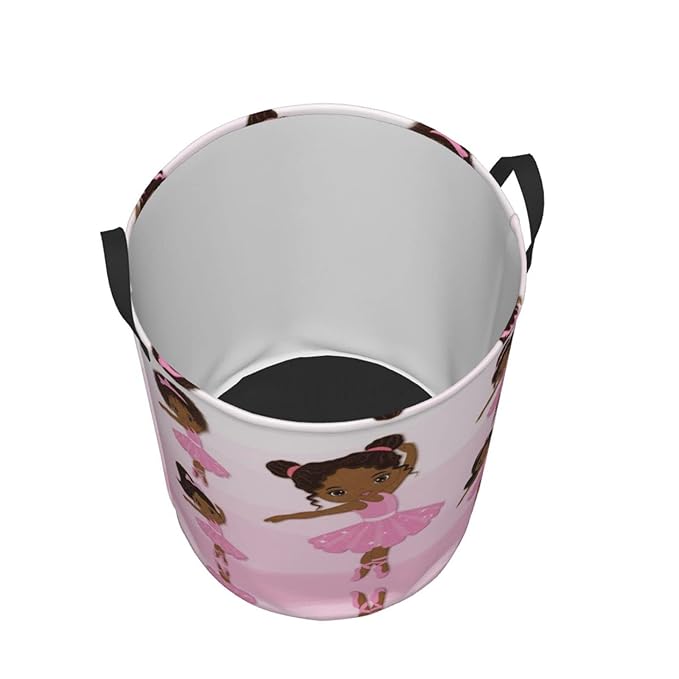 Cute African Black Girl Round Laundry Hamper Storage Basket Toys Clothes Organizer Bin For Home Bathroom Bedroom Dorm Nursery, 38l