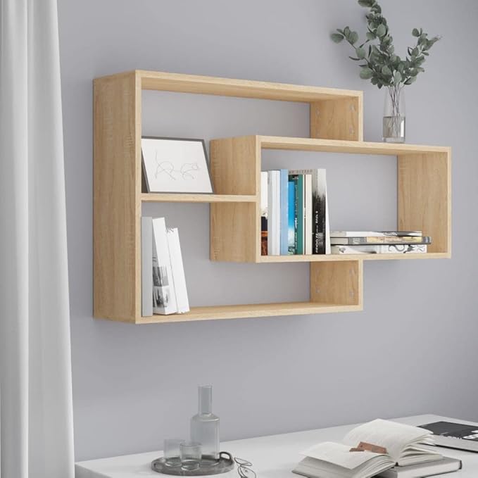 Floating Wall Shelves Set, Sonoma Oak Engineered Wood Wall Mounted Storage Display Shelves for Living Room, Bedroom, and Office, 40.9 inch Rectangular Shelving Unit