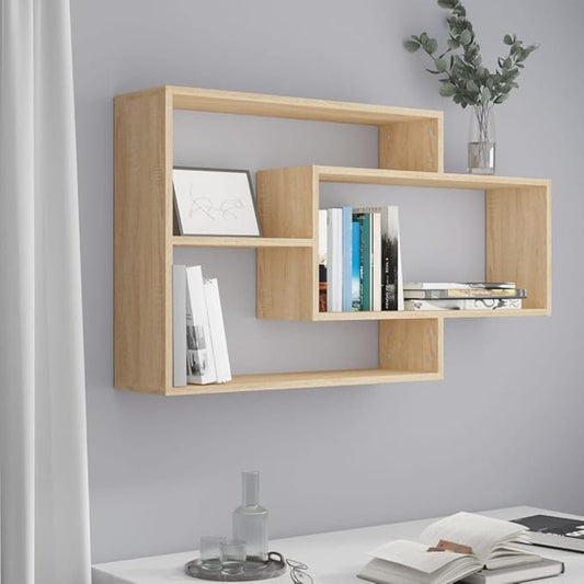 Floating Wall Shelves Set, Sonoma Oak Engineered Wood Wall Mounted Storage Display Shelves for Living Room, Bedroom, and Office, 40.9 inch Rectangular Shelving Unit