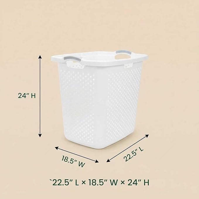 2 Pack 2.5 Bushels Plastic Laundry Baskets, Equipped with Reinforced Comfortable Handles, With Breathable Design, Suitable for Sorting Clothes, Suitable for Use in Households, Dormitories, Apartments.