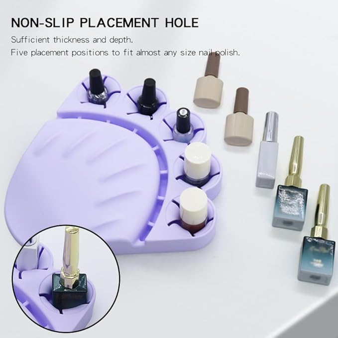 Anti Spill Free Tilt Nail Polish Bottle Holder, Home Fingernail Polish Stand Arm Rest Pad,Art Tool Nail Paint Tech Mat Polish Bottle Organizer Manicure Accessories