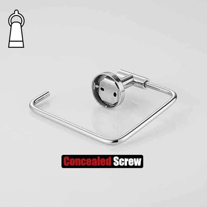 JQK Chrome Towel Ring, Stainless Steel Square Ring Towel Holder for Bathroom, 6 Inch Matte Black Wall Mount, TR140-CH