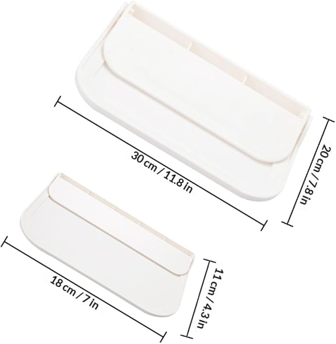 DECHOUS 2pcs Foldable Bathroom Wall Mounted Shelves Small Large Adhesive Storage Rack for Soap, Towels, and Tissue Organizer, Space-Saving Corner Display Shelves for Bathroom Use