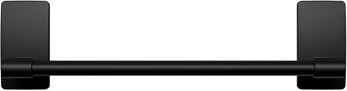 Command Hand Towel Bar Matte Black with Water Resistant Strips,Bathroom Decor,9 in Bar Length Holds up to 3 lbs,(Pack of 8)