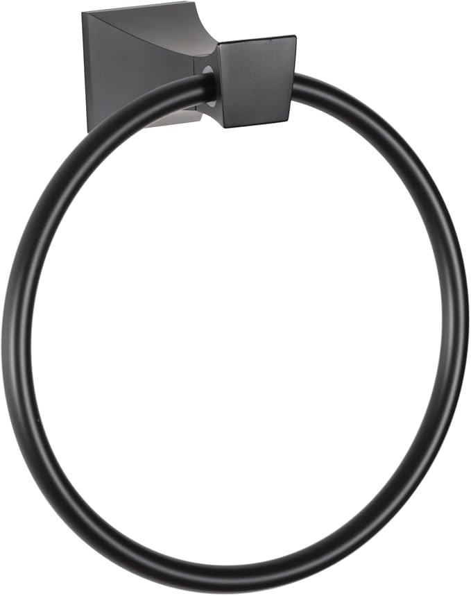 Towel Ring for Bathroom, GALIM GLQTR-P, Wall Mounted Bathroom Towel Holder, Stainless Steel and Zinc Alloy Towel Hanger for Bathroom, Corrosion-Resistant, Matte Black Finish