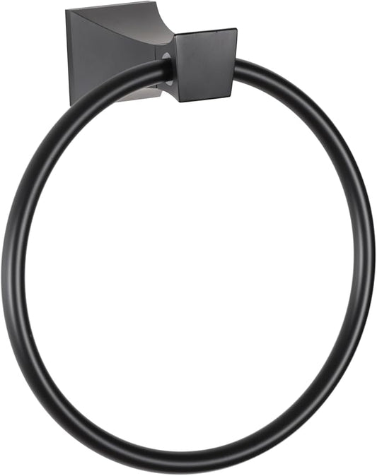 Towel Ring for Bathroom, GALIM GLQTR-P, Wall Mounted Bathroom Towel Holder, Stainless Steel and Zinc Alloy Towel Hanger for Bathroom, Corrosion-Resistant, Matte Black Finish
