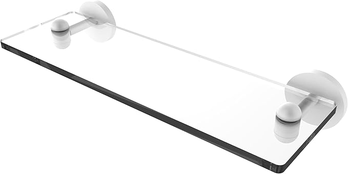 Allied Brass TA-1/16-WHM Tango Collection 16 Inch Glass Vanity Beveled Edges Shelf, Matte White
