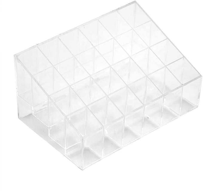 24 Slots Lipstick Organizer for Drawer, Clear Acrylic Lip Gloss Holder Organizer Nail Polish Display Case for Vanity, Nail Salon, Pop Up Shop, 5.7 x 3.7 x 2.9in