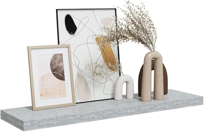35.4 Inch Floating Wall Shelf, Modern Gray Honeycomb MDF Wall Mounted Storage Rack for Books, Pictures, and Home Decor Display