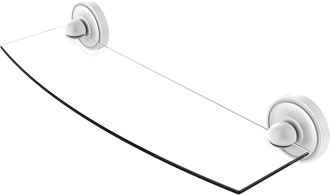 Allied Brass PR-33/18-WHM Prestige Regal Collection 18 Inch Glass Shelf, Matte White