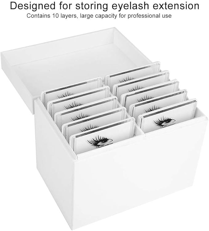 10-Layer Eyelash Extension Storage Box, Acrylic False Eyelash Makeup Organizer Holders, Makeup Cosmetic Case for Grafting Eyelash Extension Tool