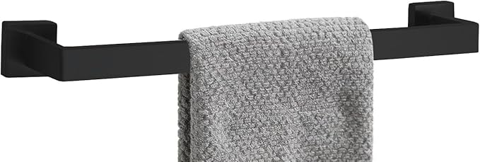 20 Inch Bathroom Towel Bar SUS304 Stainless Steel Matte Black Towel Holder Wall Mounted Heavy Duty Towel Rack Bathroom Towel Rod Modern Square Base Design(1, Matte Black, 20 Inch)