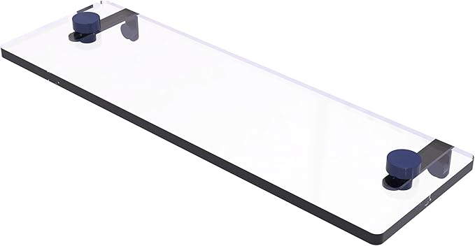Allied Brass NS-1/16-MBL 16 Inch Glass Vanity Shelf with Beveled Edges, Mediterranean Blue
