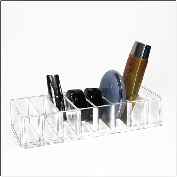 Makeup Cosmetic Display Case with 8 Slots, Skincare Organizers, Clear Makeup Storage Drawers Storage, Beauty Compact Blush (Transparent)
