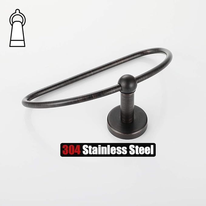 JQK Towel Ring Oil Rubbed Bronze, Stainless Steel Half Ring Towel Holder for Bathroom, 7 Inch ORB Wall Mount, TR160-ORB