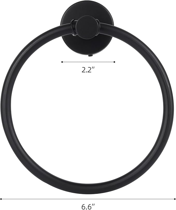 4 Pack Black Towel Ring, Stainless Steel Hand Towel Holder for Bathroom, Modern Round Towel Hanger Towel Rack Round Wall Mounted for Bath, Kitchen