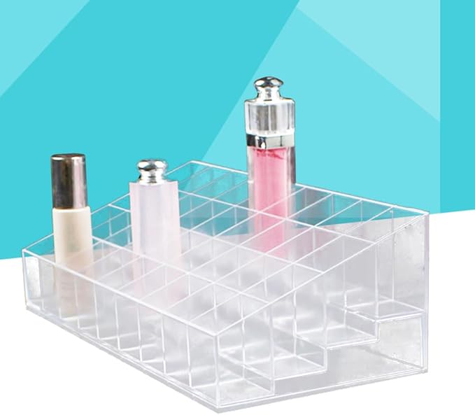 Ipetboom Clear Lipstick Holder Space Lip Organizer for Lip Gloss Makeup Cosmetics Stylish Display Stand for Vanity Dresser Countertop Easy to Clean Design