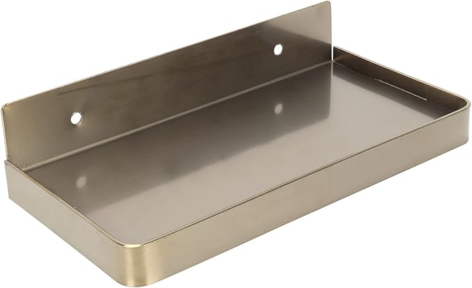 Yosoo Health Gear Bathroom Cell Phone Shelf Wall Mounted Phone Holder Plate, Sturdy Stainless Steel Toilet Phone Storage Tray 7.3x3.5in Bathroom Phone Shelf with Raised Edges (Gold)