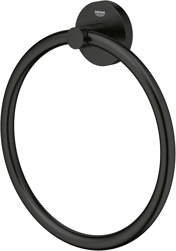 GROHE 403652431 Essentials 8" Towel Ring, Matte Black
