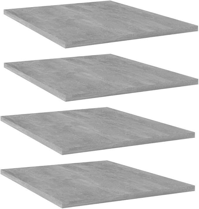 Wall Mounted Shelf Set of 4 in Concrete Grey Engineered Wood for Books and Decor