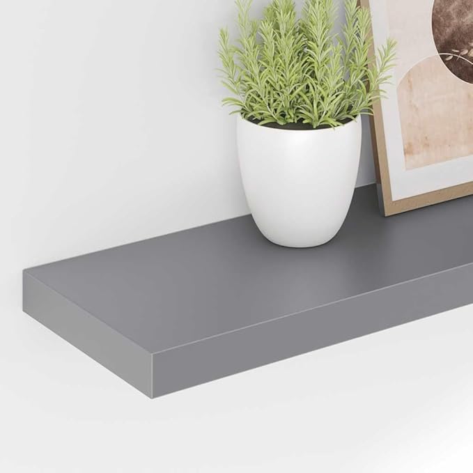 Floating Wall Shelf 35.4 inch Modern Gray Decorative MDF Rectangular Display Ledge for Living Room Bedroom Office Storage