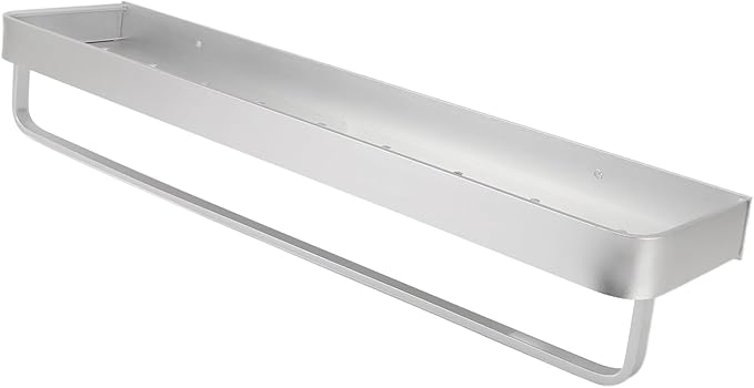 Space Aluminum Bathroom Shelf 60cm Wall Mounted Floating, Punch Free, Rust - Easy Installation, Large Capacity Storage, Ideal for Bathroom and Kitchen (with Hook)