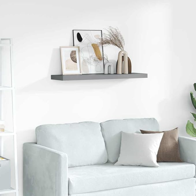 Floating Wall Shelf 35.4 inch Modern Gray Decorative MDF Rectangular Display Ledge for Living Room Bedroom Office Storage