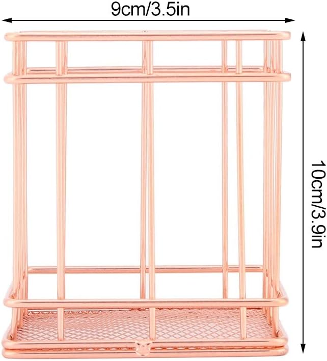 Fdit Makeup Storage Basket Organizer Rose Gold Iron Cosmetic Storage Holder Desktop Decor Household Woman Girl Lady(B)