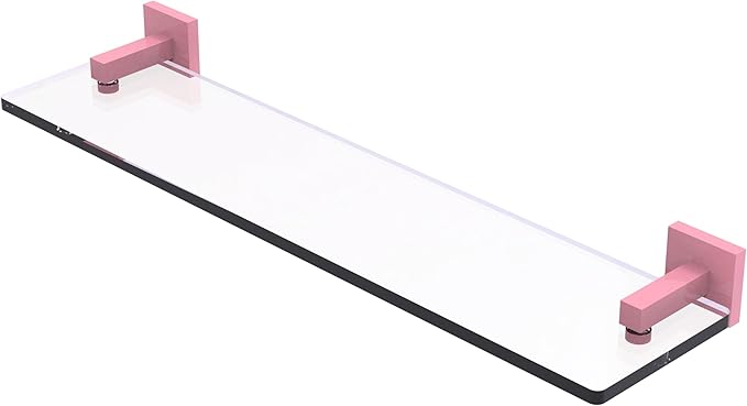 Allied Brass MT-1-22-PNK Montero Collection 22 Inch Glass Vanity Shelf with Beveled Edges, Pink