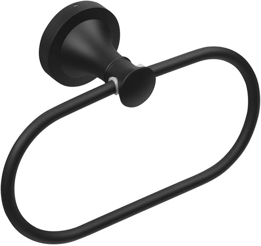 Black Bathroom Hand Towel Holder, Matte Black Towel Ring Holder, Wall Mounted Oval Towel Rack Hanger Home Half Round Bathroom Hardware Accessory Modern
