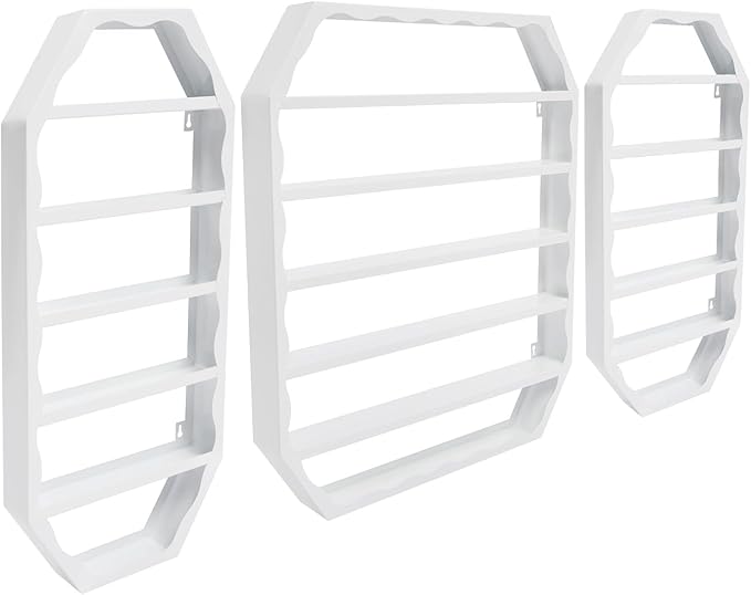 3pcs Wall-Mounted Nail Polish Storage Racks, Multi-Tiers Metal Display Racks With Middle Rack & 2 Side Racks,Metal Essential Oil Organizer Storage Racks For Homes, Nail Salons, Spas,Stores (White)