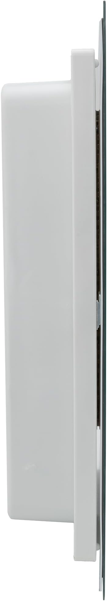 RecPro RV Bathroom Medicine Cabinet | 16” W x 22” H | Two Shelves | Frameless Polished Edge Mirror | Made in USA | White