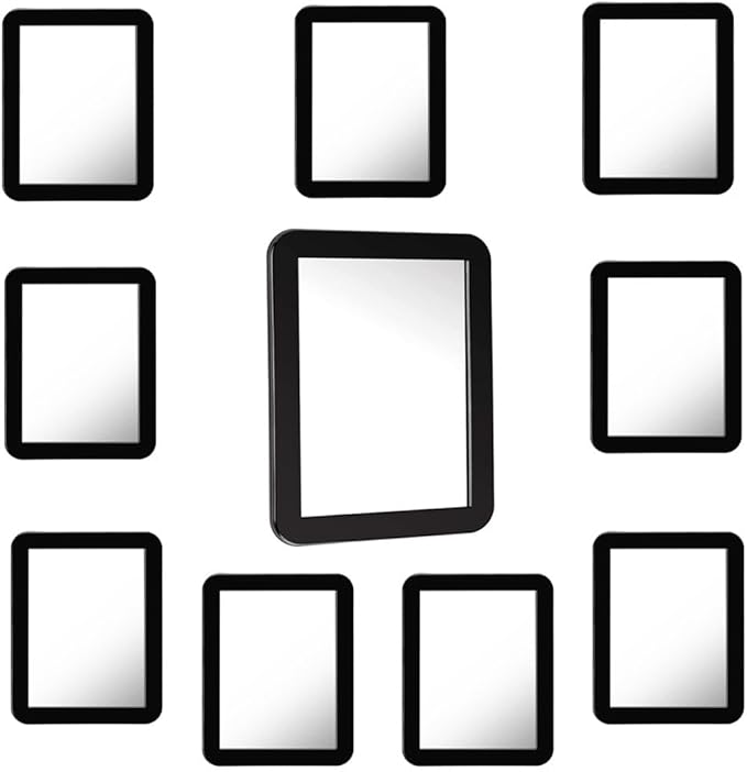 10 Pack Black Magnetic Locker Mirror,5" x 7" Iocker Mirror Magnetic - Small Mirrors for School Locker, Bathroom, Workshop Toolbox, Office Cabinet,Easy Install