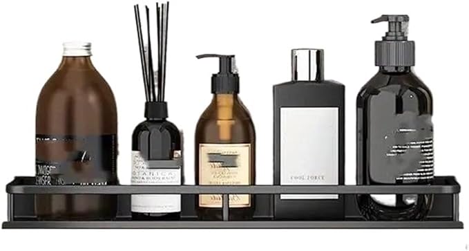 Aluminum Shelf Bathroom Storage Rack Wall Mounted Cosmetic Suitable for Item(40cm Black)